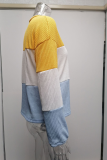 Fashion Casual Patchwork Contrast O Neck Tops