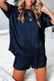 Fashion Living Solid Patchwork O Neck Short Sleeve Two Pieces