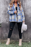 Casual Plaid Patchwork Turndown Collar Tops