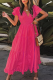 Casual Solid Flounce V Neck Waist Skirt Dresses