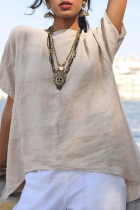 Casual Solid Patchwork Basic O Neck Tops