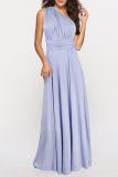 Fashion Elegant Solid Strap Design Asymmetrical Collar Evening Dress Dresses
