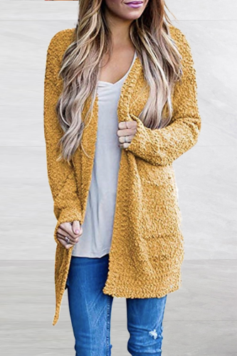 Casual Solid Patchwork Cardigan Collar Tops