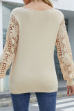 Casual Solid Hollowed Out Patchwork V Neck Sweaters