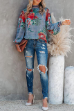Casual Print Patchwork Half A Turtleneck Tops