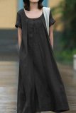 Casual Solid Patchwork U Neck A Line Dresses