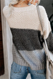 Casual Patchwork Basic Contrast O Neck Tops Sweater