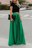 Fashion Solid Fold Loose High Waist Type A Solid Color Bottoms