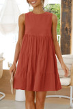 Fashion Casual Solid Patchwork O Neck Princess Dresses
