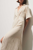 Casual Solid Patchwork Turndown Collar Shirt Dress Dresses