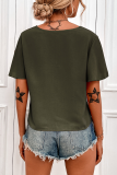 Casual Dot Patchwork V Neck Tops