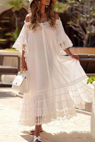 Fashion Casual Solid Patchwork Off the Shoulder Irregular Dresses