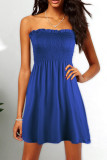 Fashion Casual Solid Patchwork Strapless Princess Dresses