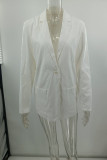 Casual Solid Patchwork Buttons Turn-back Collar Outerwear