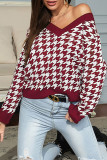 Fashion Street Print Patchwork V Neck Tops