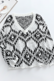 Casual Geometric Patchwork Contrast V Neck Tops