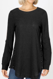 Casual Solid Buckle Tops Sweater