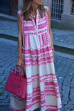 Casual Print Patchwork V Neck Straight Dresses