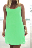 Casual Solid Patchwork O Neck Straight Dresses