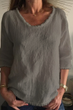Casual Solid Patchwork U Neck Tops