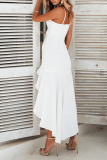 Sexy Solid Patchwork Spaghetti Strap Trumpet Mermaid Dresses