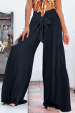 Casual Solid Patchwork Loose Mid Waist Speaker Solid Color Bottoms