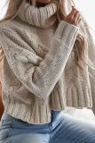 Fashion Casual Solid Patchwork Turtleneck Tops Sweater