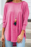 Casual Solid Basic Asymmetrical O Neck T-Shirts