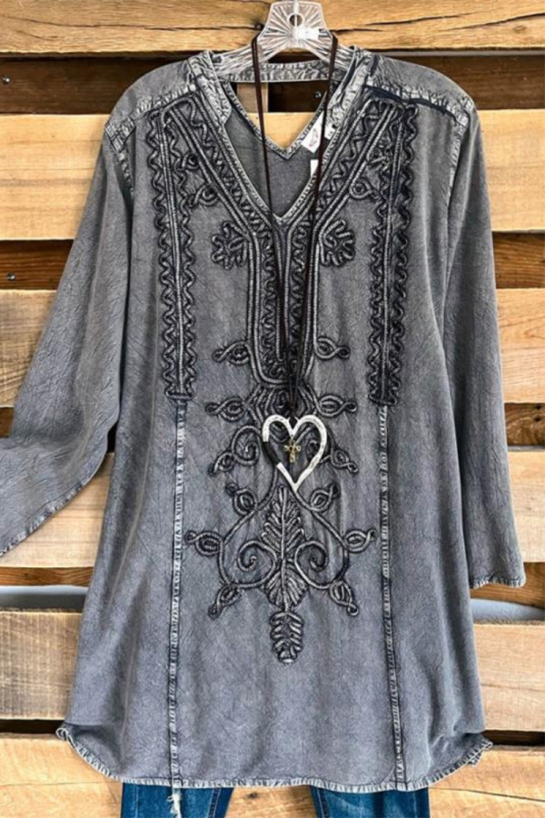 Street Solid Patchwork V Neck Tops