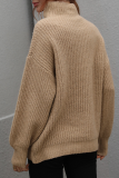 Casual Solid Patchwork Turtleneck Tops