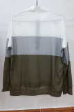 Fashion Leopard Color Block Patchwork Zipper Collar Tops