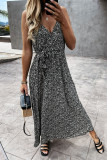 Fashion Street Print Patchwork V Neck A Line Dresses