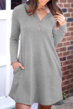 Fashion Casual Solid Patchwork V Neck Princess Dresses