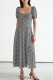 Fashion Street Print Patchwork Square Collar A Line Dresses
