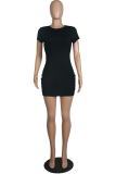 Sexy Solid Backless O Neck Pencil Skirt Dresses