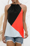 Fashion Sweet Solid Patchwork Halter Tops