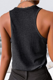 Casual Solid Patchwork U Neck Tops