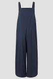 Casual Solid Buttons Capris Loose Jumpsuits