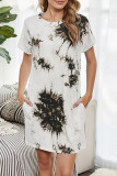 Fashion Simplicity Print Patchwork O Neck A Line Dresses