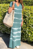 Casual Striped Patchwork V Neck Straight Dresses