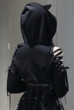 Casual Solid Hollowed Out Patchwork Hooded Collar Tops