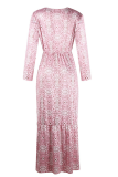 Casual Print Patchwork Turndown Collar Straight Dresses