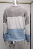 Fashion Casual Patchwork Contrast O Neck Tops