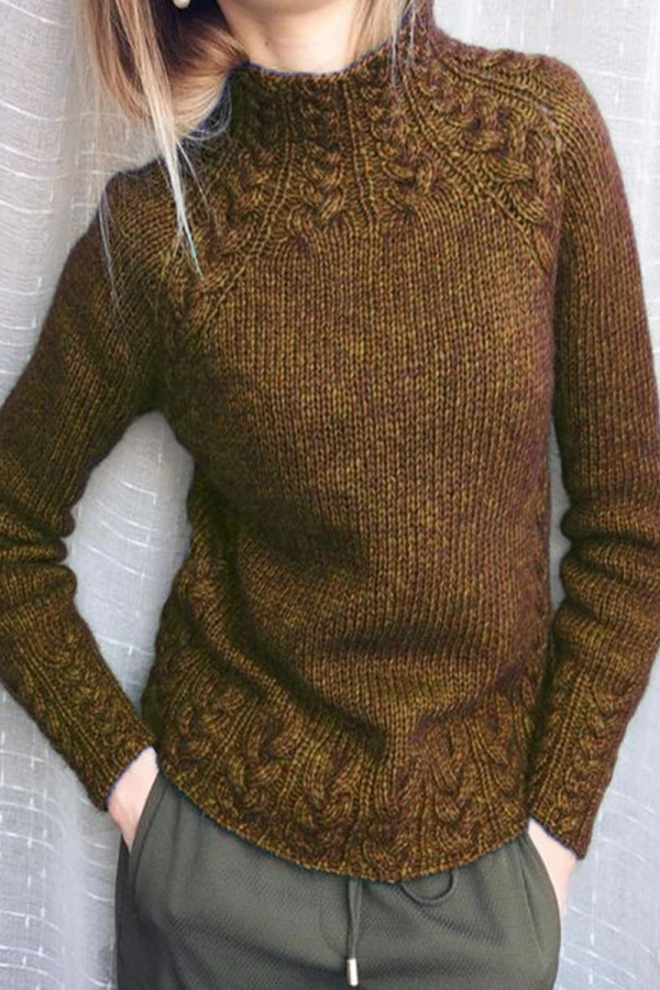 Casual Solid Solid Color Half A Turtleneck Tops