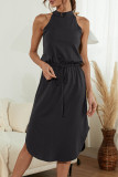 Fashion Casual Solid Patchwork Halter A Line Dresses