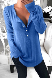 Casual Solid Buckle O Neck Tops