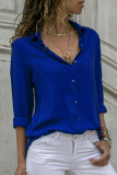 Fashion Casual Solid Patchwork Turndown Collar Tops