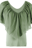 Casual Solid Mesh V Neck T-Shirts