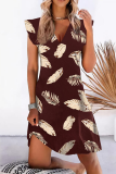 Casual Print V Neck A Line Dresses