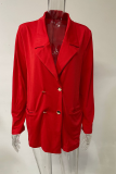 Casual Solid Patchwork Turndown Collar Outerwear